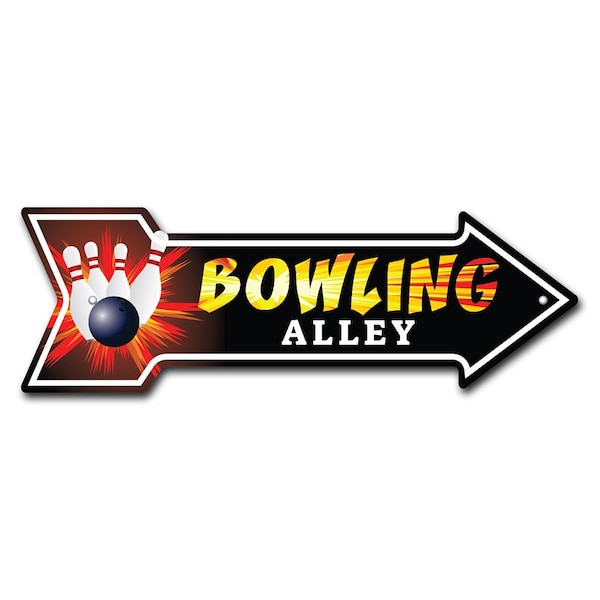Signmission Bowling Alley Arrow Sign Funny Home Decor 30in Wide - P-ARROW10-999937