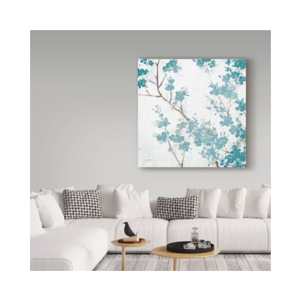 Trademark Fine Art Danhui Nai 'Teal Cherry Blossoms II' Canvas Art, 14x14 - WAP02449-C1414GG