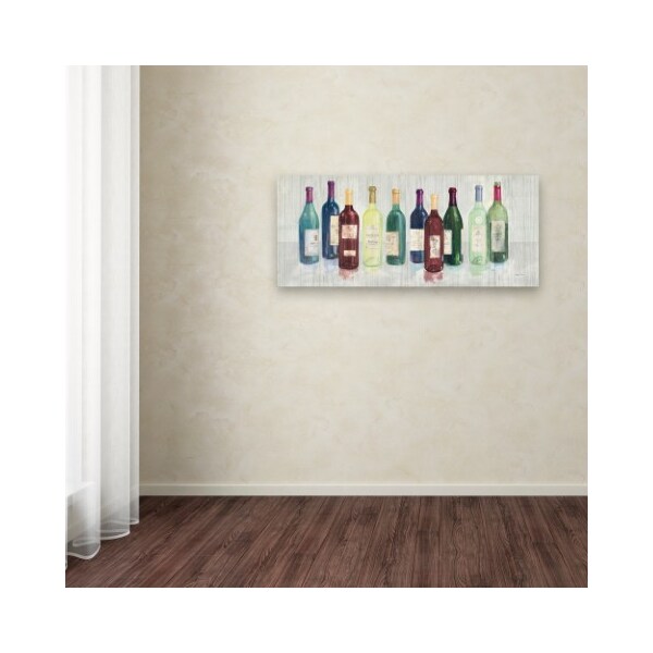 Trademark Fine Art Avery TIllmon 'Keeping Good Company on Wood Red Wine' Canvas Art, 20x47 - WAP01443-C2047GG