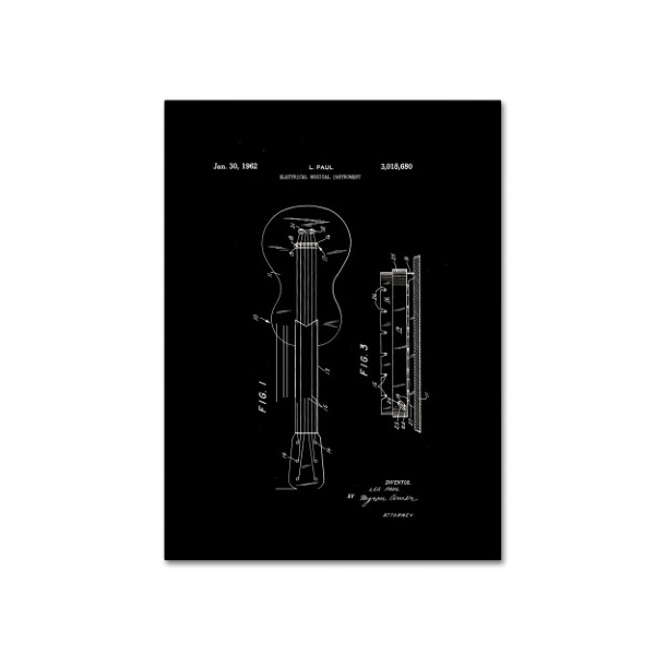 Trademark Fine Art Claire Doherty 'Gibson Electric Guitar Patent Black' Canvas Art, 18x24 - CDO0182-C1824GG