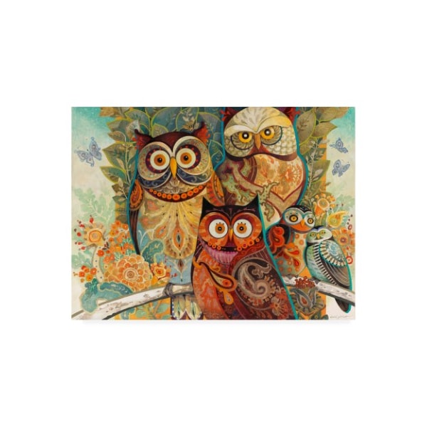 Trademark Fine Art David Galchutt 'Owls On Floral Branch' Canvas Art, 24x32 - ALI46757-C2432GG