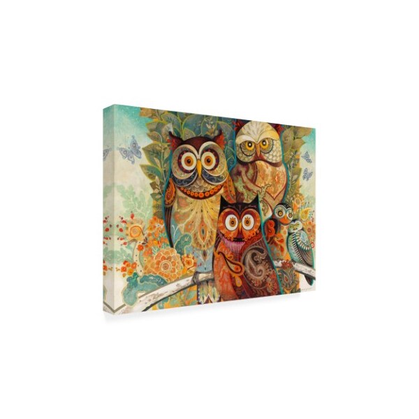 Trademark Fine Art David Galchutt 'Owls On Floral Branch' Canvas Art, 24x32 - ALI46757-C2432GG