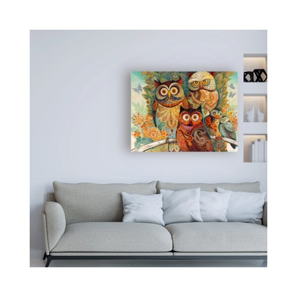 Trademark Fine Art David Galchutt 'Owls On Floral Branch' Canvas Art, 24x32 - ALI46757-C2432GG