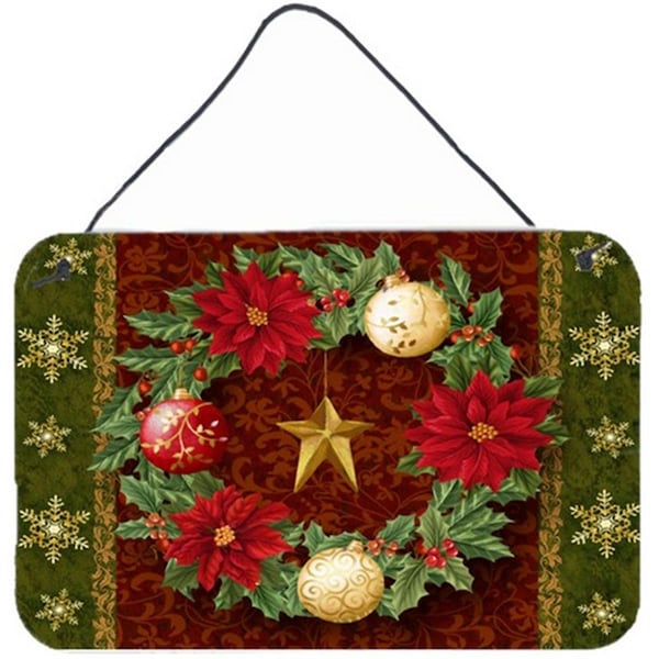Carolines Treasures Holly Wreath With Christmas Ornaments Wall and Door Hanging Prints - PTW2007DS812