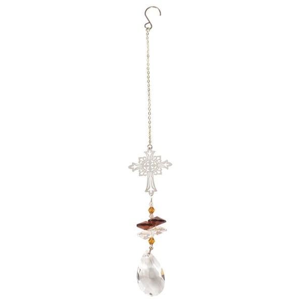 Dicksons 1.75 in. Dove Cross Hanging Crystal Sun Catcher with Suction Cup - SUNCC-2