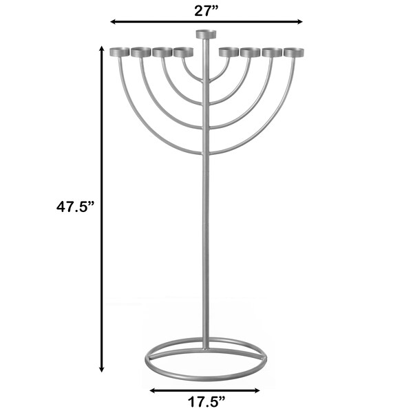 Vintiquewise Large Modern Silver 9 Branch Lighting Thin Pipe Hanukkah Menorah, Metal-Aluminum - QI004118.SI.L