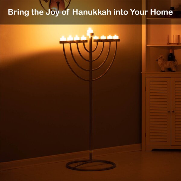 Vintiquewise Large Modern Silver 9 Branch Lighting Thin Pipe Hanukkah Menorah, Metal-Aluminum - QI004118.SI.L