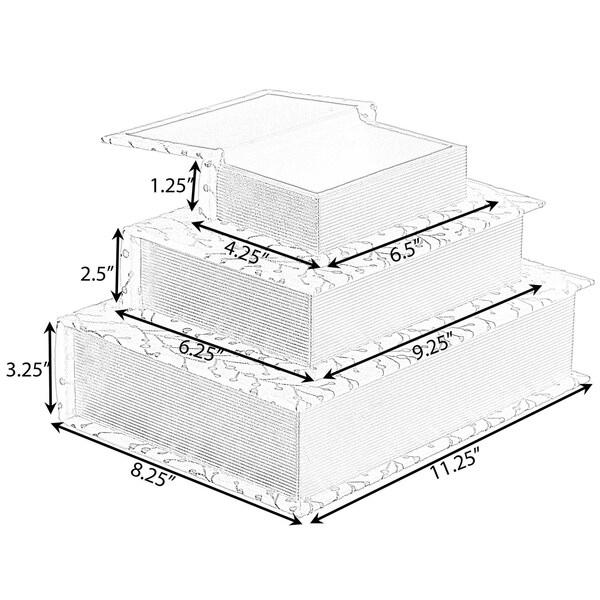 Vintiquewise White Velvet Vintage Storage Wooden Antique Classic Decorative Book Box Holder, PK 3 - QI004265.WT