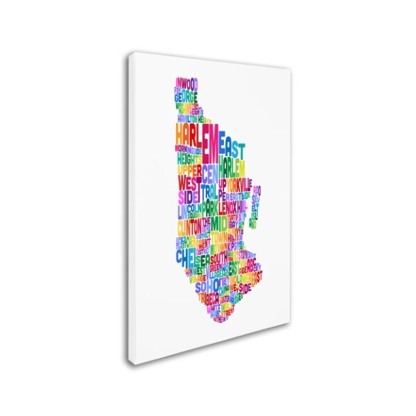 Trademark Fine Art Michael Tompsett 'Manhattan New York Typography Text Map' Canvas Art, 16x24 - MT0505-C1624GG