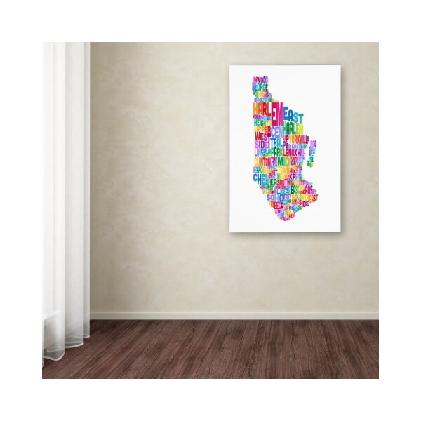 Trademark Fine Art Michael Tompsett 'Manhattan New York Typography Text Map' Canvas Art, 16x24 - MT0505-C1624GG