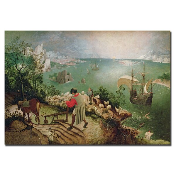 Trademark Fine Art Pieter Bruegel 'Landscape with Fall Icarus 1555' Canvas, 30x47 - BL0054-C3047GG