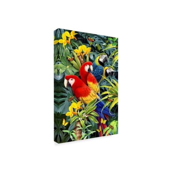 Trademark Fine Art Howard Robinson 'Parrot Sitting In Flowers' Canvas Art, 16x24 - ALI24109-C1624GG