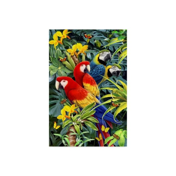 Trademark Fine Art Howard Robinson 'Parrot Sitting In Flowers' Canvas Art, 16x24 - ALI24109-C1624GG
