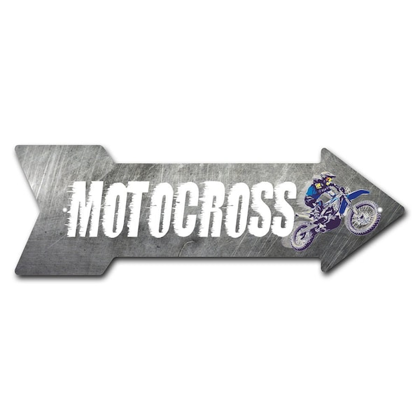Signmission Motocross Arrow Sign Funny Home Decor 30in Wide - P-ARROW10-999727