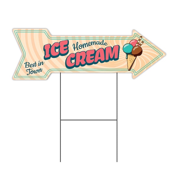 Signmission Ice Cream Homemade Arrow Yard Sign Funny Home Decor 36in Wide - C-ARROW12-999807