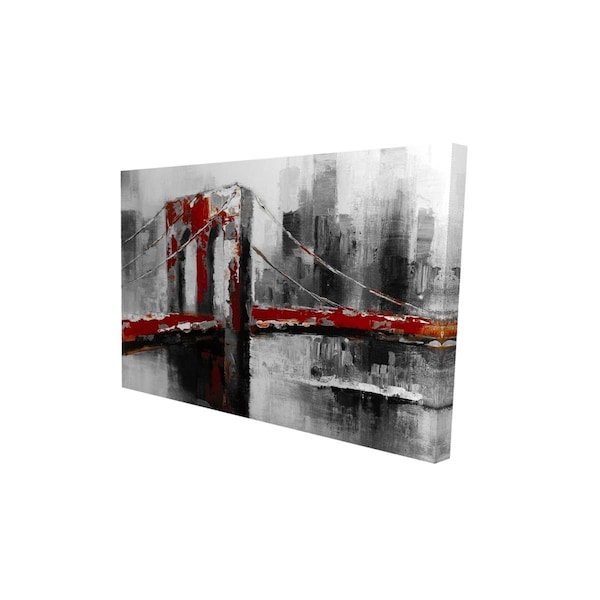 Begin Home Decor 20 x 30 in. Abstract & Red Brooklyn Bridge-Print on Canvas - 2080-2030-CI133