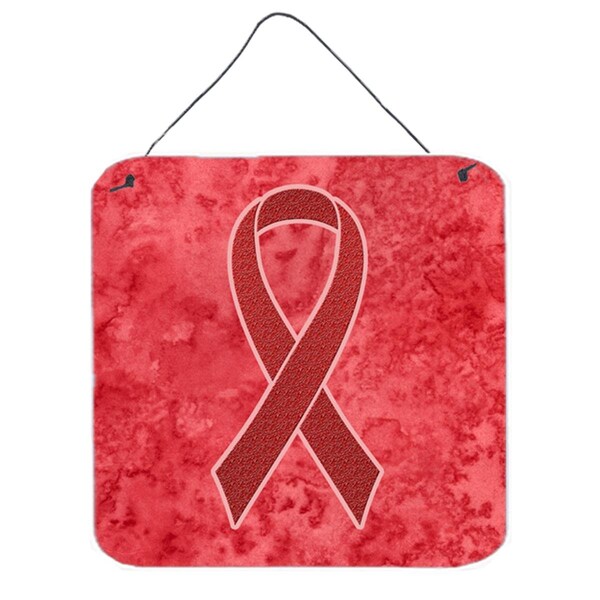 Jensendistributionservices Red Ribbon for Aids Awareness Aluminium Metal Wall or Door Hanging Prints, 6 x 6 In. - MI2088583