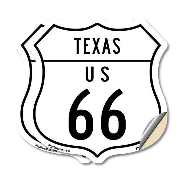 Signmission Texas Route Marker Shield Sign Us 66, 18 inch X 18 inch, Vinyl Decal, 2PK - SHI-D-2PACK-18-466