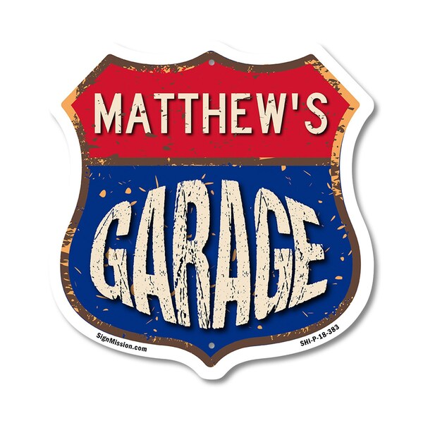Signmission Matthew's Garage, 18 Inch X 18 Inch, Plastic Sign - SHI-P-18-383-MATTHEW