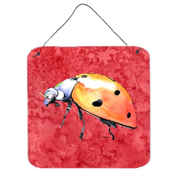 Carolines Treasures Lady Bug on Red Aluminium Metal Wall or Door Hanging Prints - 8868DS66