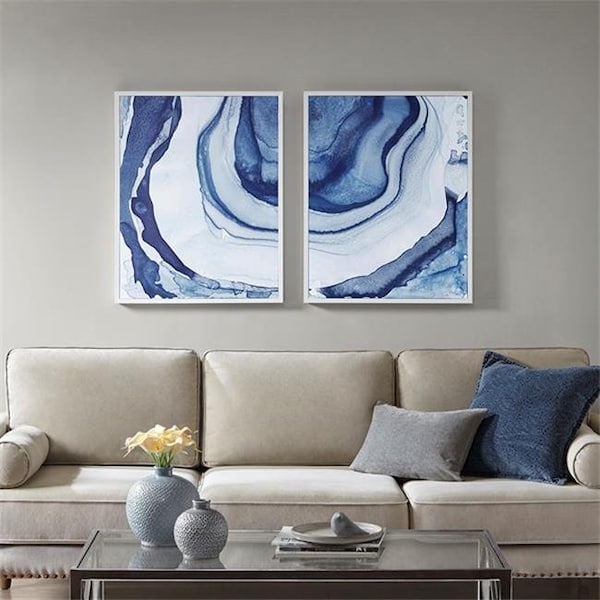 Madison Park Madison Park MP95C-0117 Ethereal Printed Framed Canvas; Set of 2 - Blue - MP95C-0117