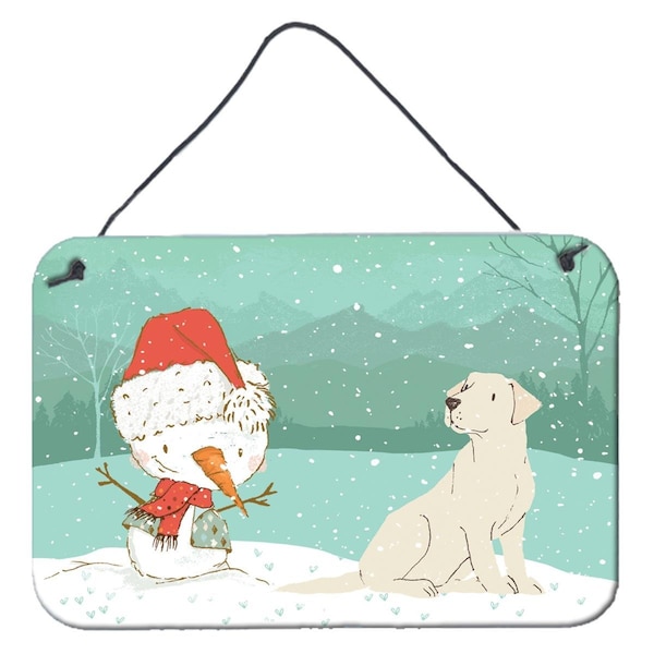 Carolines Treasures Yellow Labrador Snowman Christmas Wall or Door Hanging Prints - CK2049DS812