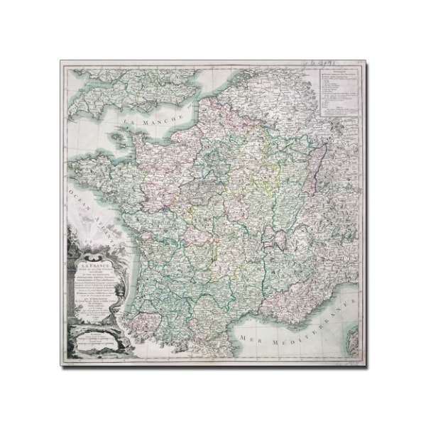 Trademark Fine Art Louis Charles Desons 'Map of France 1765' Canvas Art, 18x18 - BL00597-C1818GG