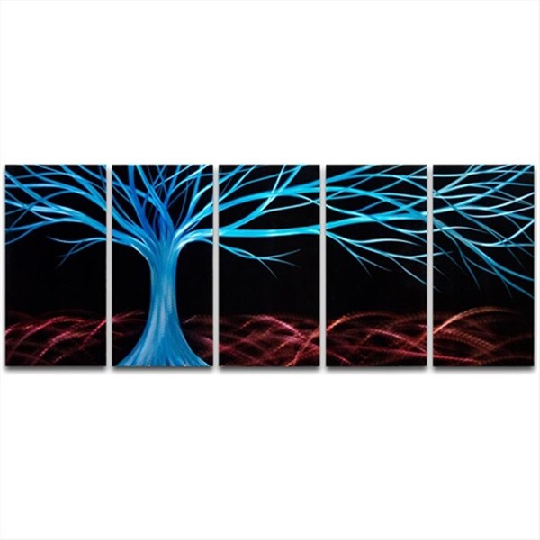 Metal Artscape 59 X 24 in Moonlight Tree Tree 5Paneled Handmade Metal Wall Art - MA10002