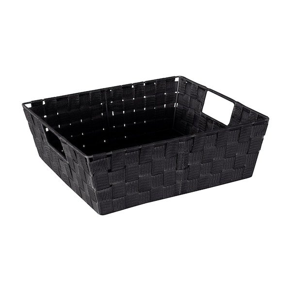Simplify Storage Shelf Tote, 13 in L, 15 in W, 13 in H, Black, Plastic - 25015-2PK-BLACK