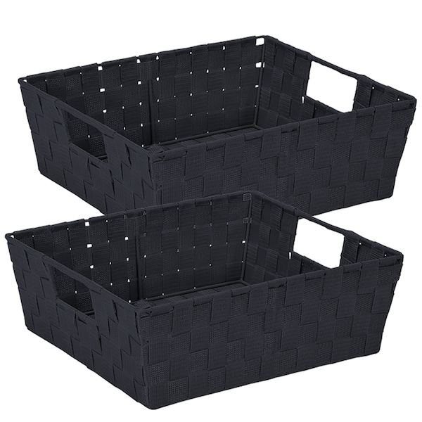 Simplify Storage Shelf Tote, 13 in L, 15 in W, 13 in H, Black, Plastic - 25015-2PK-BLACK