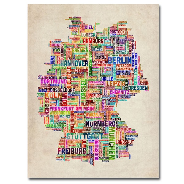 Trademark Fine Art Michael Tompsett 'Germany Text Map' Canvas Art, 18x24 - MT0081-C1824GG