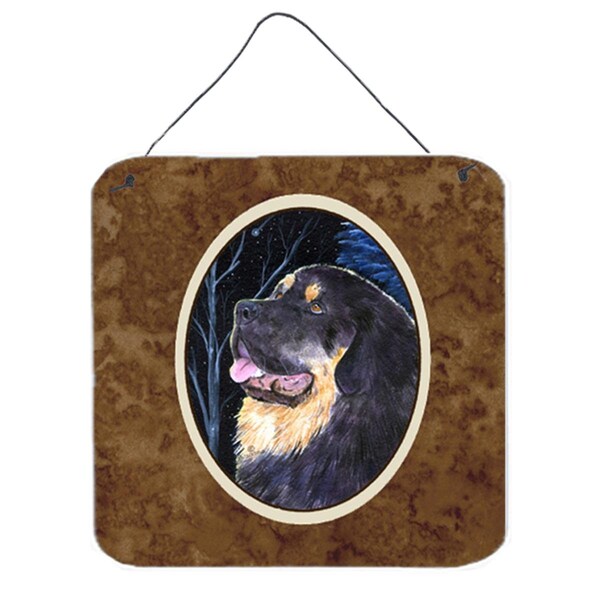 Micasa 6 x 6 in. Starry Night Tibetan Mastiff Aluminium Metal Wall or Door Hanging Prints - MI235694