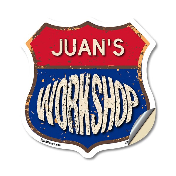 Signmission Juan's Workshop, 12 Inch X 12 Inch, Vinyl Decal - SHI-D-12-489-JUAN