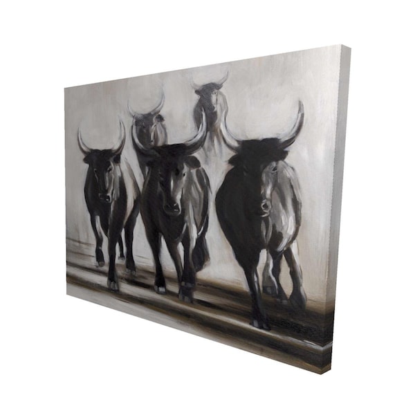 Fondo 16 x 20 in. Running Fierce Bulls-Print on Canvas - FO2778078