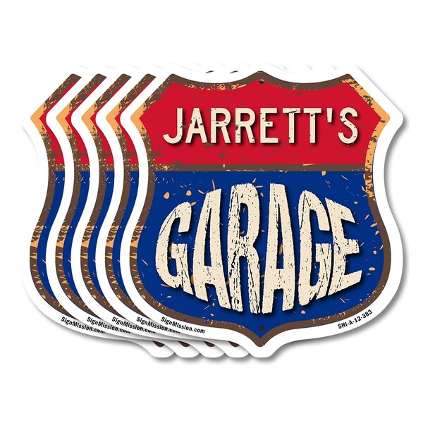 Signmission Jarrett's Garage, 12 inch X 12 inch, Aluminum Metal Sign, 5PK - SHI-A-5PACK-12-383-JARRETT