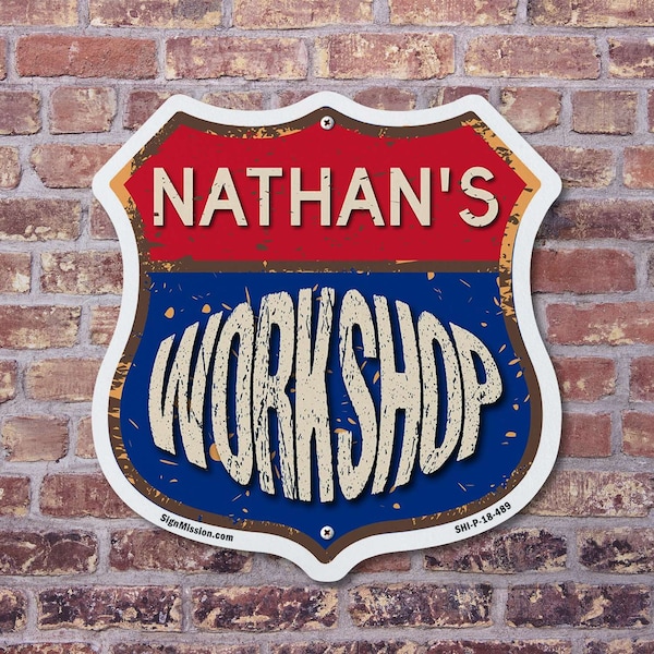 Signmission Nathan's Workshop, 12 inch X 12 inch, Plastic Sign, 2PK - SHI-P-2PACK-12-489-NATHAN