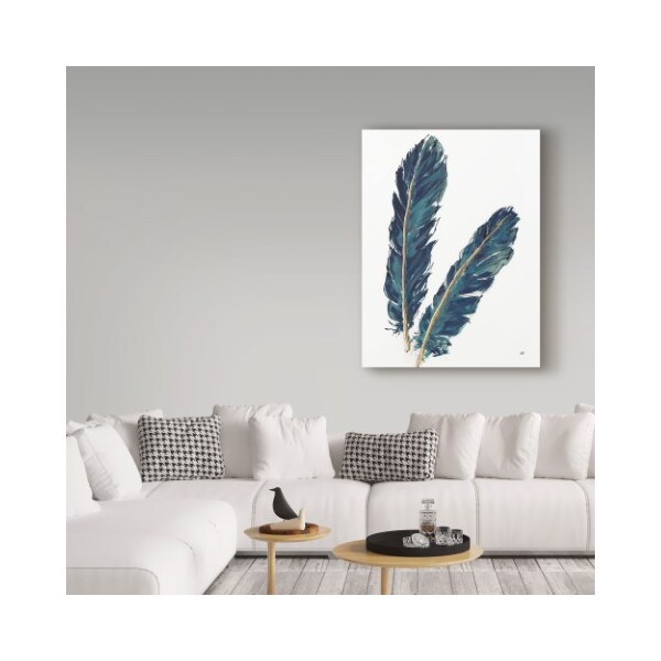 Trademark Fine Art Chris Paschke 'Gold Feathers IV Indigo Crop' Canvas Art, 14x19 - WAP03629-C1419GG