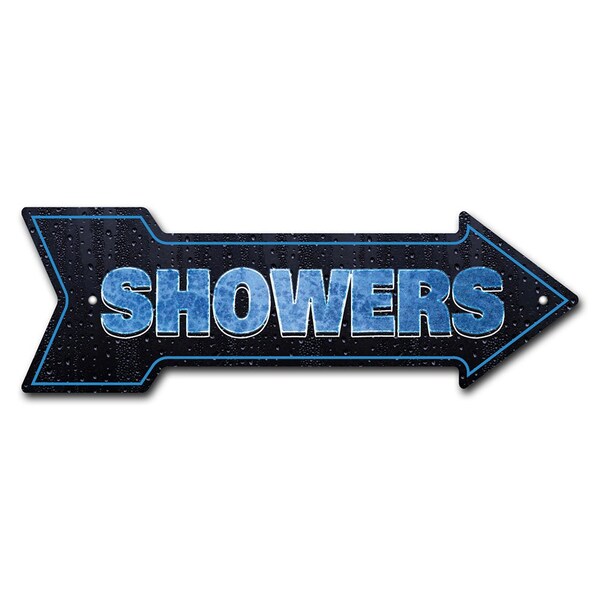 Signmission Showers Arrow Sign Funny Home Decor 18in Wide - P-ARROW-999615