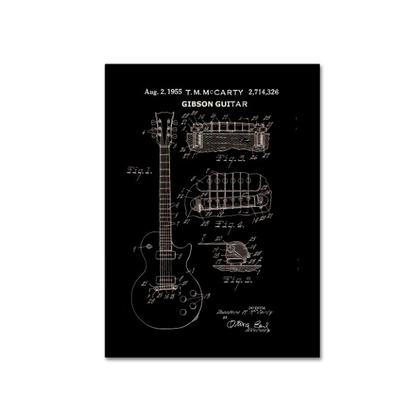Trademark Fine Art Claire Doherty '1955 Mccarty Gibson Guitar Patent Black' Canvas Art, 18x24 - CDO0068-C1824GG
