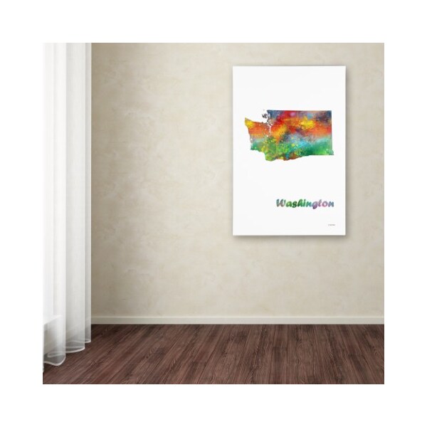 Trademark Fine Art Marlene Watson 'Washington State Map-1' Canvas Art, 12x19 - MW0316-C1219GG