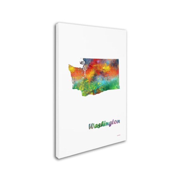 Trademark Fine Art Marlene Watson 'Washington State Map-1' Canvas Art, 12x19 - MW0316-C1219GG