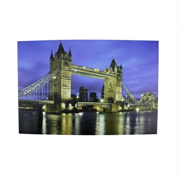 Back2Basics 23.5 in. Battery Operated 6 LED London Bridge Scene Canvas Wall Hanging - BA72777