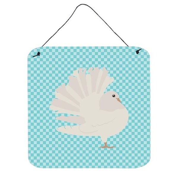 Jensendistributionservices Silver Fantail Pigeon Blue Check Wall or Door Hanging Prints; 6 x 6 in. - MI225994