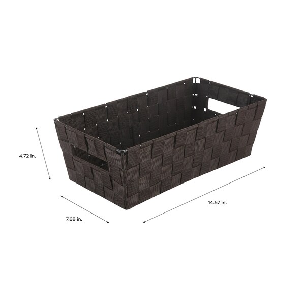 Simplify Storage Shelf Tote, 14-1/2 in L, 7-5/8 in W, 14-1/2 in H, Chocolate, Plastic - 25099-CHOCO