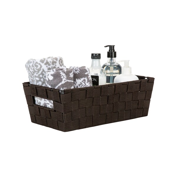 Simplify Storage Shelf Tote, 14-1/2 in L, 7-5/8 in W, 14-1/2 in H, Chocolate, Plastic - 25099-CHOCO