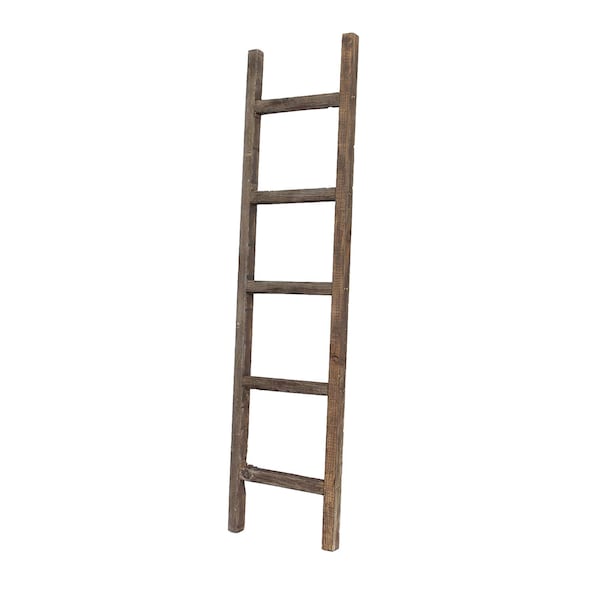 Barnwoodusa Rustic Farmhouse 5ft Reclaimed Wood Decorative Ladder (Brown) - 672713212379