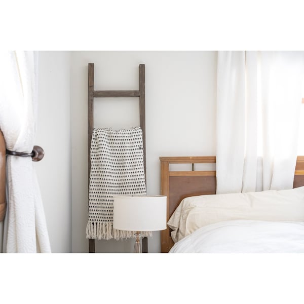Barnwoodusa Rustic Farmhouse 5ft Reclaimed Wood Decorative Ladder (Brown) - 672713212379