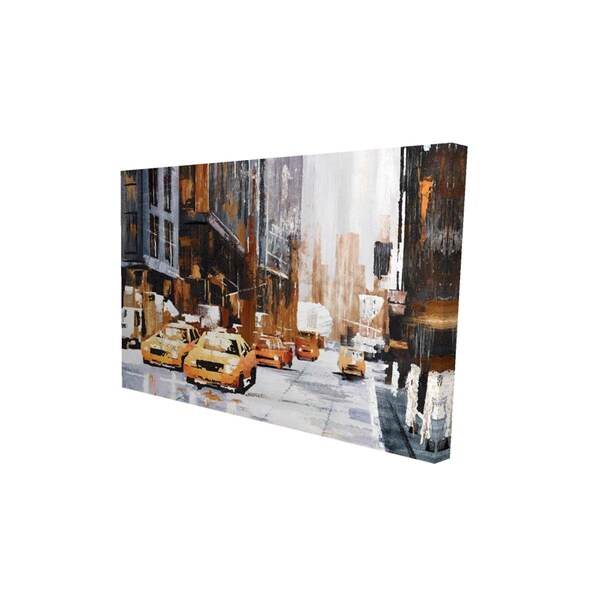 Fondo 20 x 30 in. Big City Street with Yellow Taxi-Print on Canvas - FO2789975