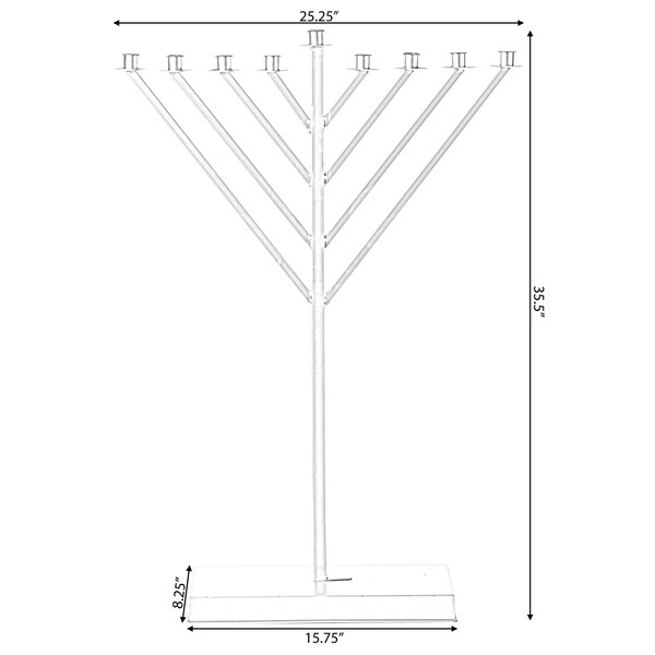 Vintiquewise Large Metal Silver Coated Hanukkah Menorah 3 Ft. for Synagogue - QI003814.M