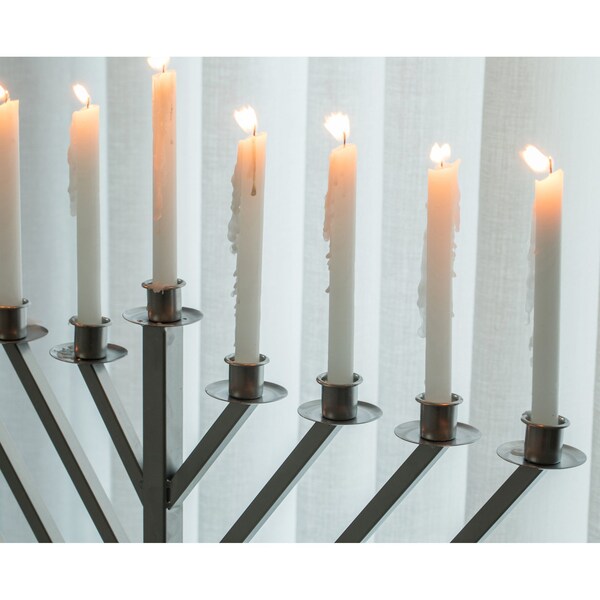 Vintiquewise Large Metal Silver Coated Hanukkah Menorah 3 Ft. for Synagogue - QI003814.M